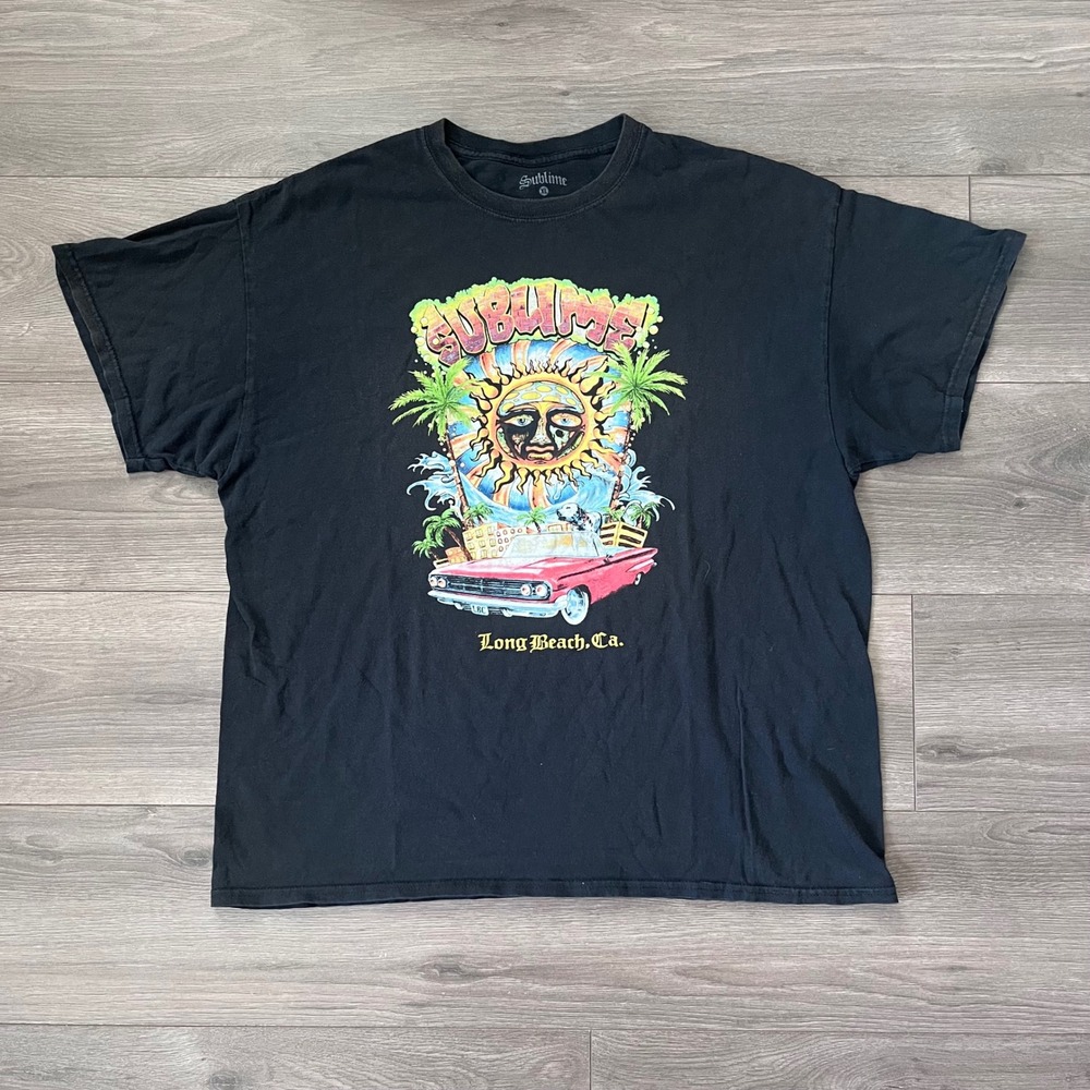 Sublime Long Beach Ca Graphic T-Shirt Black Mens XL Sun Car Logo Spencer Gifts